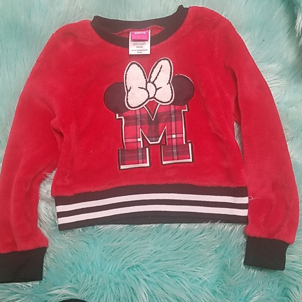 Fuzzy minnie mouse sweatshirt